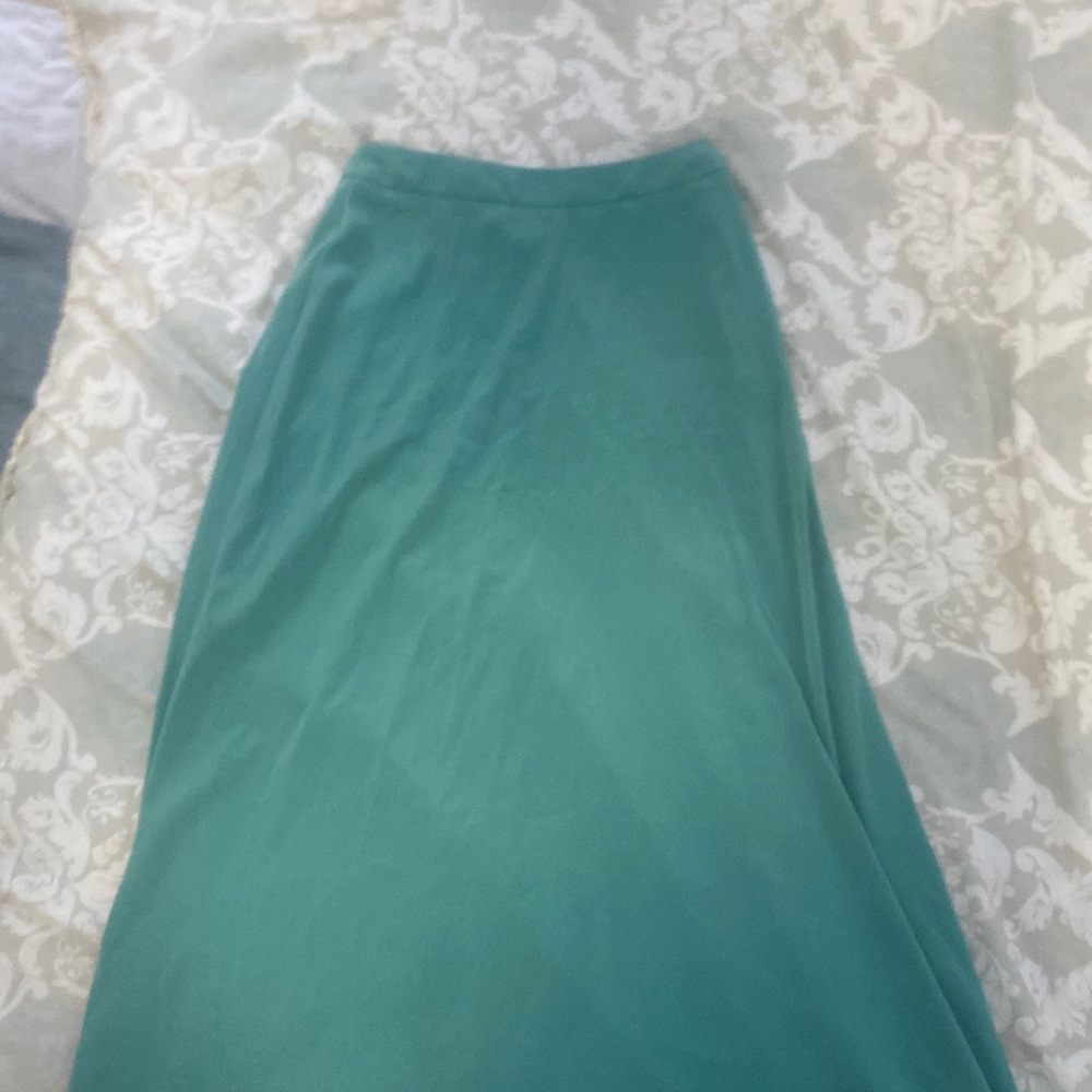 Sage green maxi skirt,side zipper